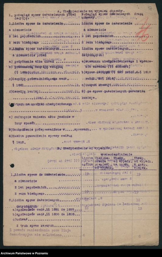 Obraz 19 z jednostki "[Korespondencja z Wyższym Urzędem Ubezpieczeń w Poznaniu, sprawozdania z działalności urzędów ubezpieczeń]"