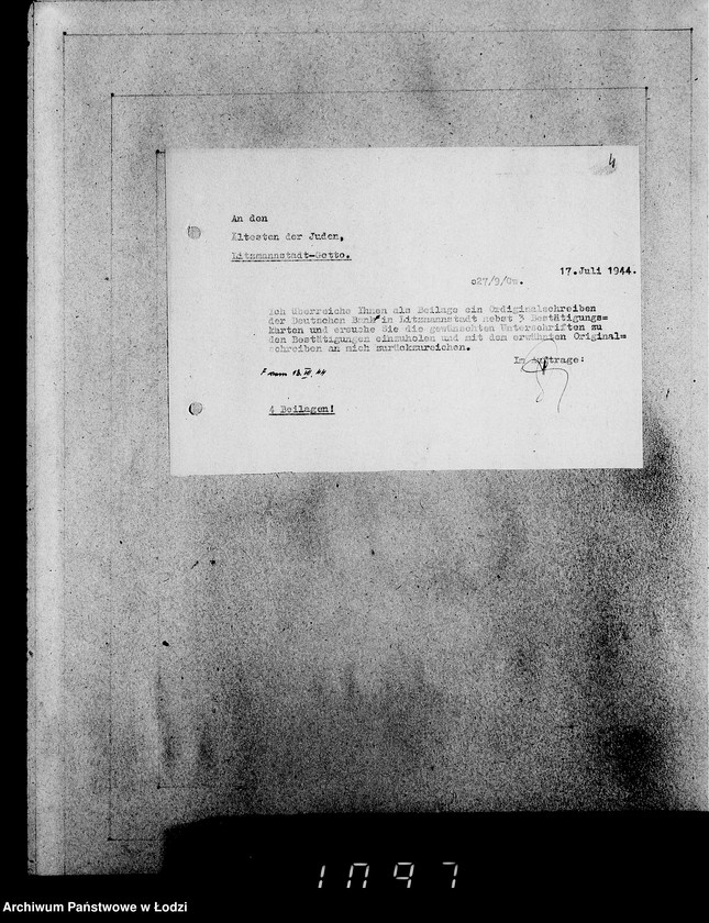 Obraz 8 z jednostki "Korrespondenz mit dem Ältesten der Juden"