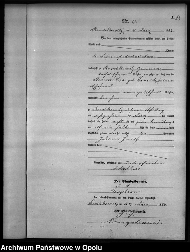 image.from.unit.number "Geburts-Neben-Register Standesamts Roschkowitz pro 1882"