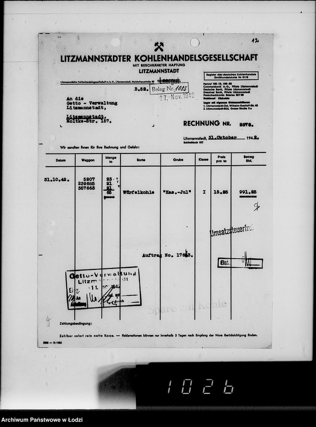 image.from.unit.number "Lebensmitteleinkauf. Aufträge, [Lieferscheinen und Rechnungen] 17661-17725"