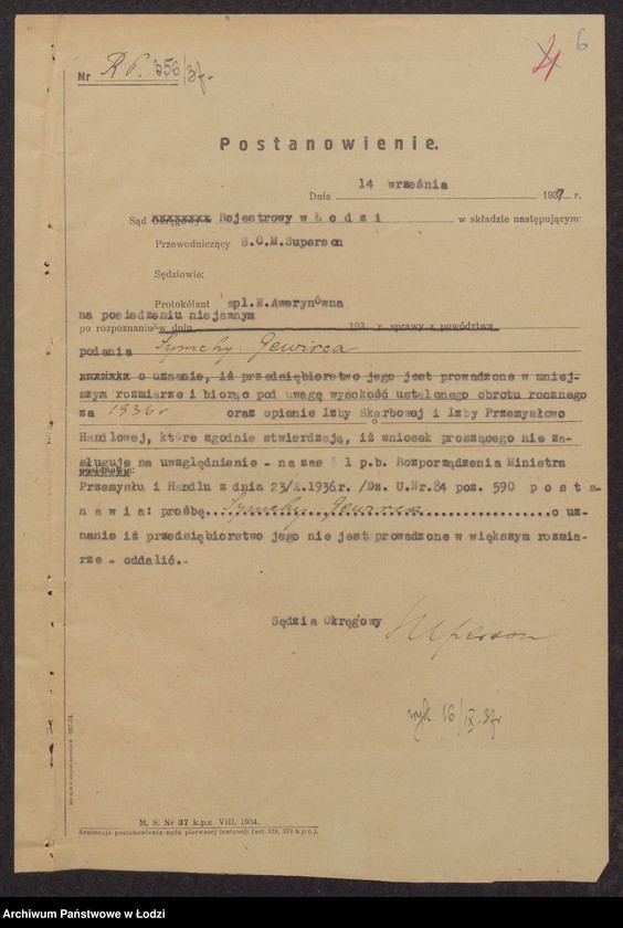 Obraz 8 z jednostki "Symcha Gewirc- wyrób i sprzedaż towarów bawełnianych"