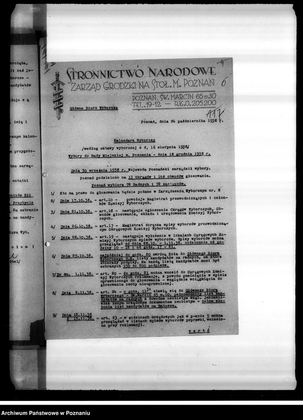 image.from.unit.number "Zarządzenia wyborcze Stronnictwa Narodowego i korespondencja"