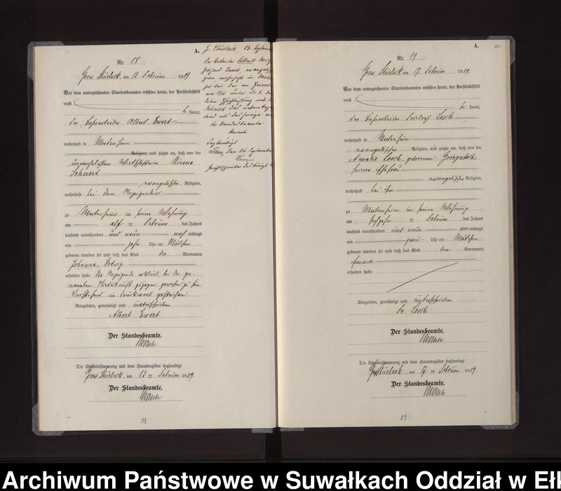 Obraz 13 z jednostki "Geburts-Neben-Register des Preussischen Standes-Amtes Gross Stürlack Kreis Lötzen"