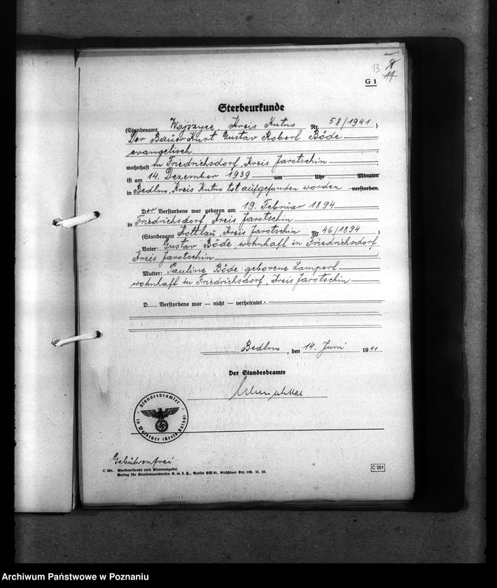 Obraz 17 z jednostki "Kreis Kutno. Wykaz miejscowych Niemców, którzy zginęli w 1939 roku"