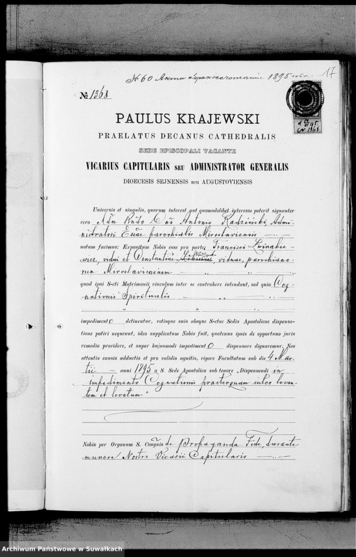 image.from.unit.number "Dokumenty Miroslavskago Rimsko-Katoličeskago Prichoda k aktam brakosočetavšichsja za 1895 god"