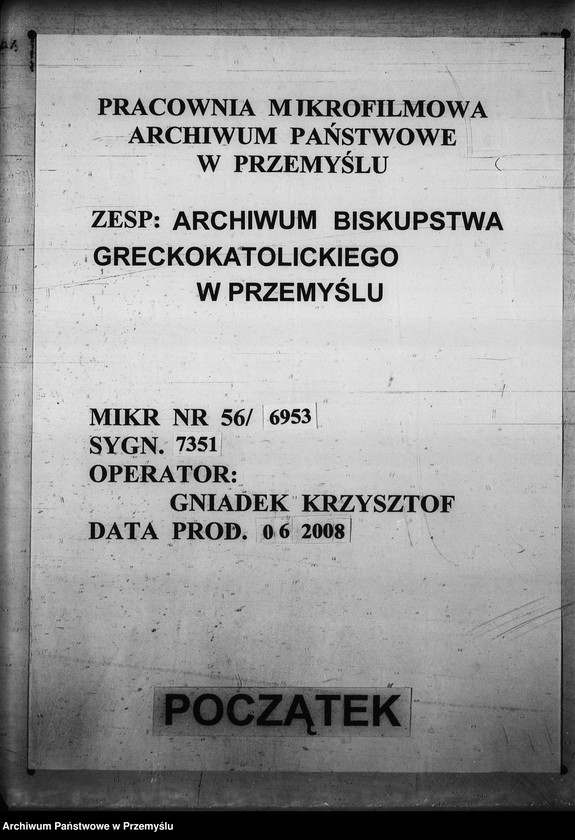 Obraz 1 z jednostki "[Kopie ksiąg metrykalnych parafii Czerniawa (dekanat Mościska)]"