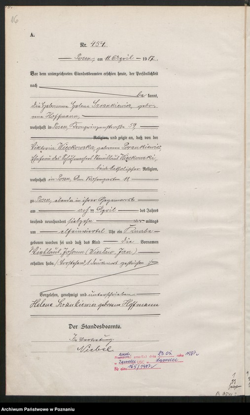 Obraz 18 z jednostki "Księga miejscowa urodzeń tom II [Rejestr główny urodzeń]"