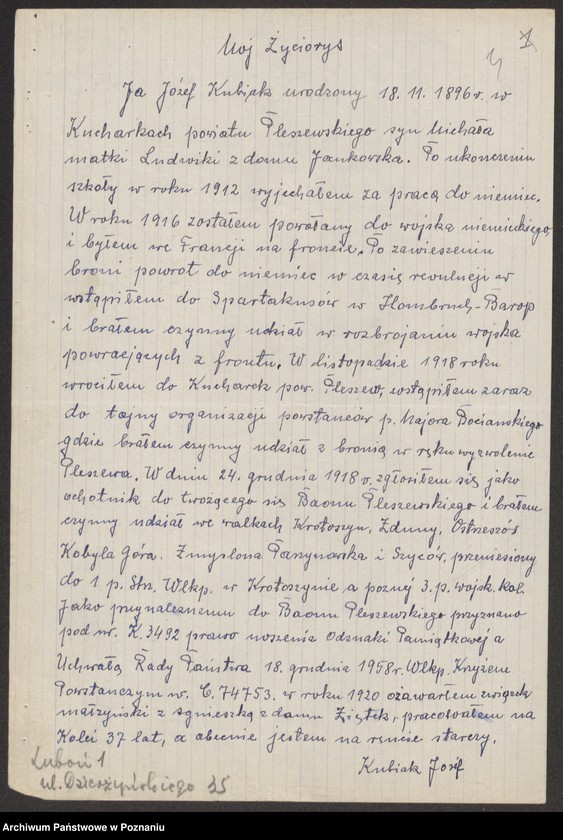 Obraz 15 z jednostki "Życiorysy powstańców wielkopolskich: K - tom Xlll /Kubiak Józef - Kujawa Ignacy/."