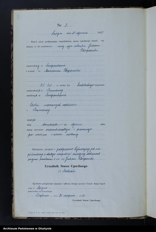 image.from.unit.number "Księga zgonów Nr 1 - 44,1 - 55,1 - 41,1 - 60,1 - 44,1 - 40 i 1 - 47 /brak 1885 - 1886,1888 i 1890/ /przepisana w języku polskim z oryginału niemieckiego w dniach 11.08.-9.09.1950/"