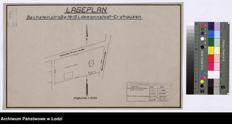 Obraz 1 z jednostki "Lageplan Bechsteinstrasse Nr 15 Litzmannstadt-Erzhausen"