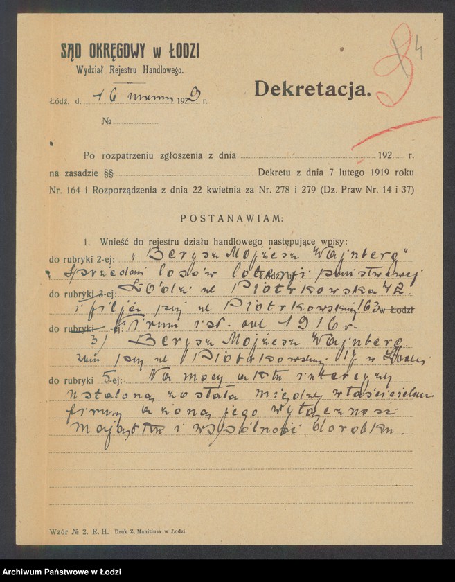 Obraz 6 z jednostki "Berysz Mojżesz Wajnberg- sprzedaż losów loterii państwowej"