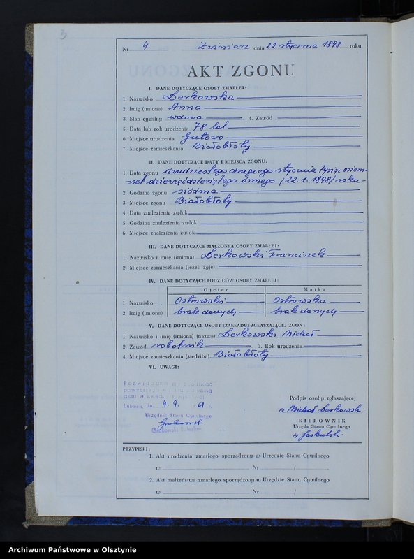 image.from.unit.number "Księga zgonów Nr 1 - 35 i 1 - 44 /przepisana w języku polskim z oryginału niemieckiego w dniach 4.09.-7.09.1961/"