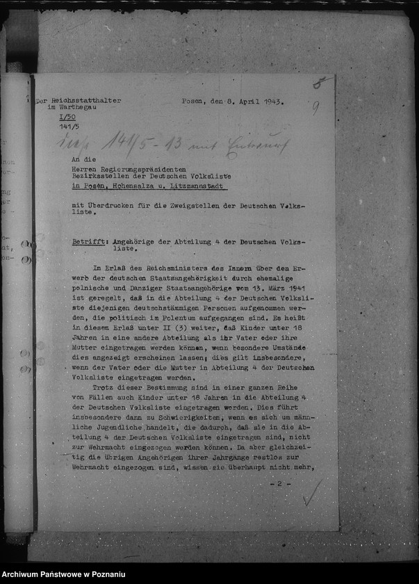 Obraz 14 z jednostki "Behandlung der angehörigen der Abteilung III und IV."