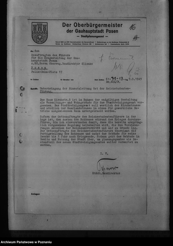 Obraz 20 z jednostki "Umbau- und Ausbauarbeiten für die Reichsuniversität Posen"