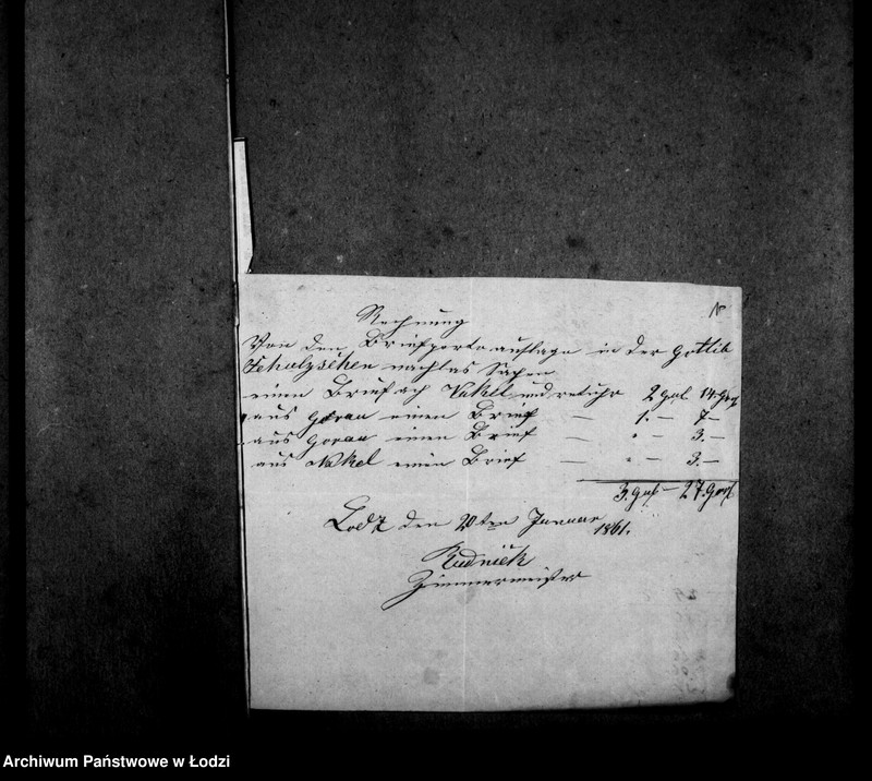 Obraz 14 z jednostki "Akta tyczące się spisu pozostałości po zmarłym Janie Gotlibie Schultz czeladniku Ciesielskim z Prus do miasta Łodzi przybyłym, u Jakuba Rudnik cieśli na robocie zostającym"