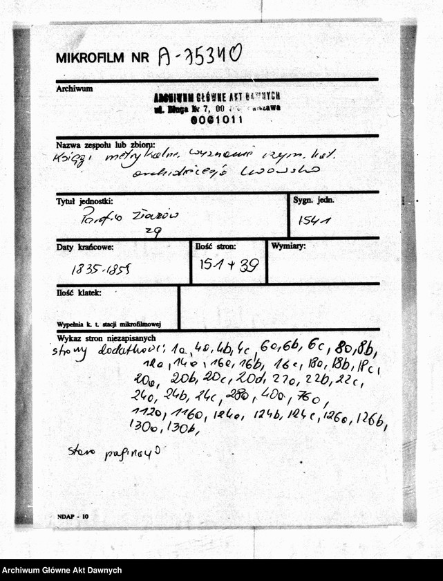 image.from.unit.number "Parafia: Złoczów. Dekanat: Złoczów. Księga metrykalna zgonów tylko dla miasta Złoczów."