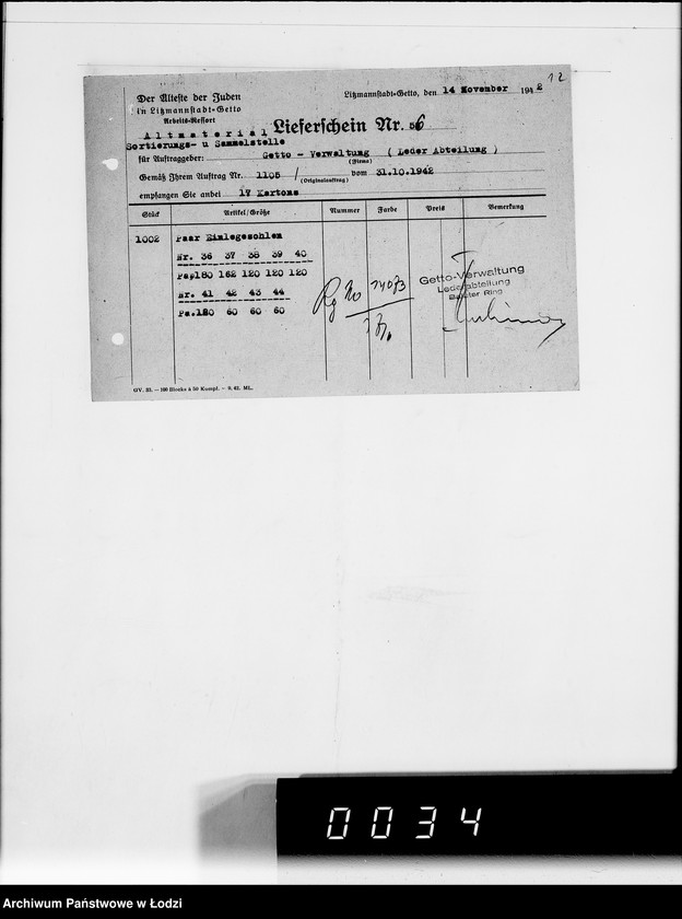 Obraz 16 z jednostki "Aufträge 1105 50.000 P.Einlegesohlen"