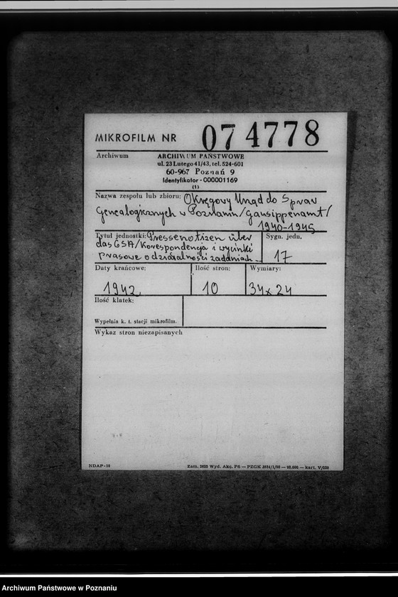 Obraz 2 z jednostki "Pressenotizen über das GSA [Korespondencja i wycinki prasowe o działalności, zadaniach i celach Gausippenamt w Poznaniu]"