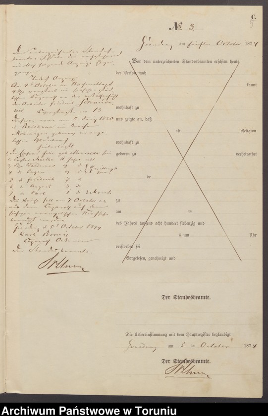 image.from.unit "Sterbe -Neben -Register Graudenz für das Jahr 1874"