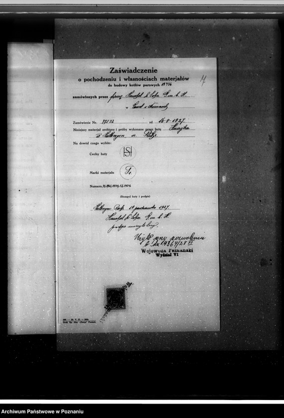 Obraz 12 z jednostki "Cukrownia w Witaszycach nr fabr. kotła 736 nr woj. kotła 6106"