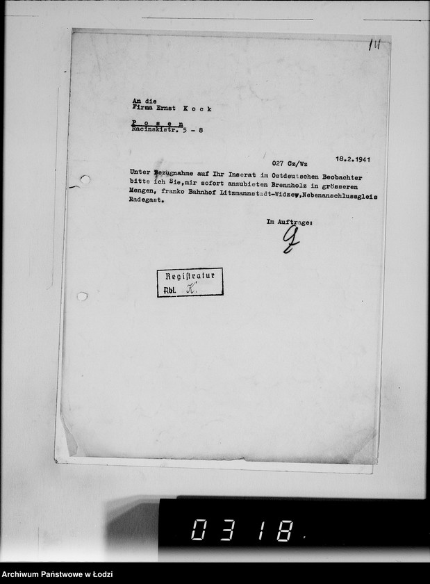 Obraz 18 z jednostki "[Korespondencja z urzędami, instytucjami i firmami] Lit.Ko-Ky"