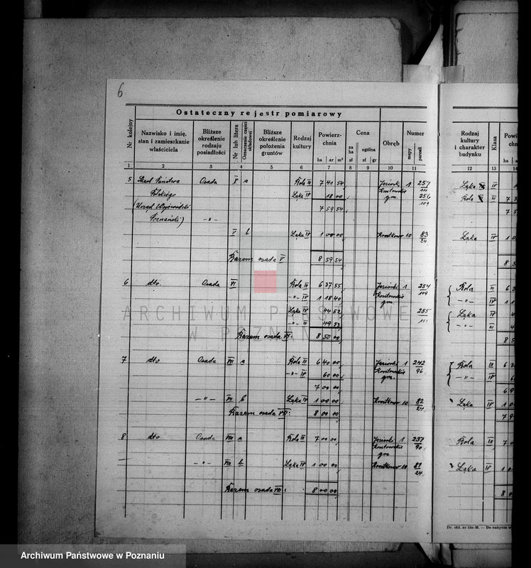 Obraz 10 z jednostki "Ostateczny rejestr pomiarowy i nowy kataster majątku Jeziorki Kosztowskie"