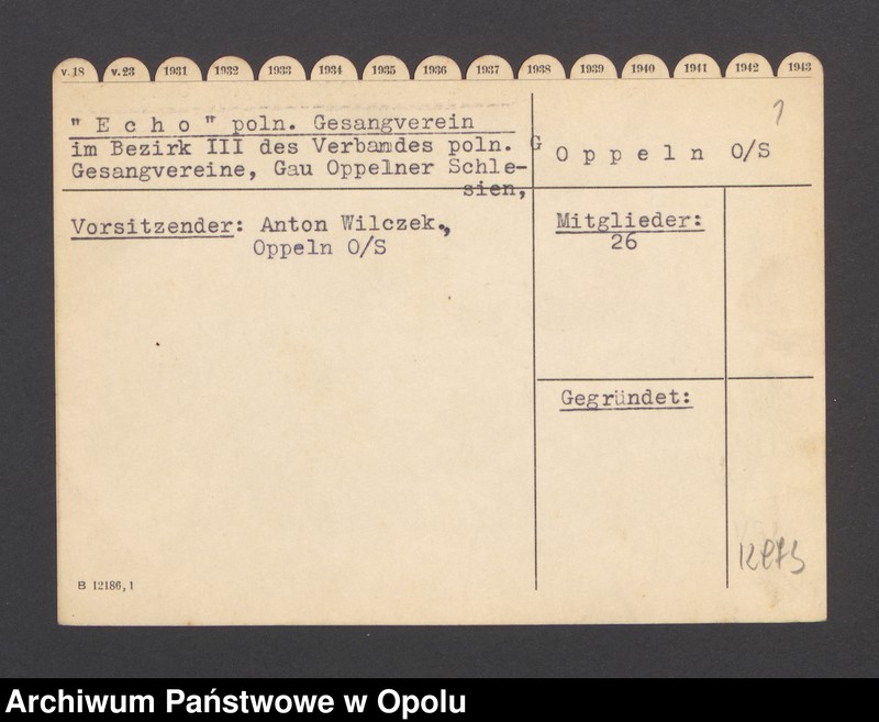 Obraz 3 z jednostki ""Echo" poln. Gesangverein, im Bezirk III des Verbandes poln. Gesangvereine, Gau Oppelner Schlesien - Oppeln O/S"