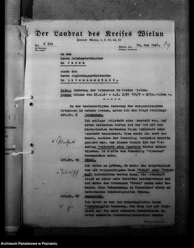 Obraz 18 z jednostki "Ortsnamenänderung - Kreis Welungen (Wieluń)"