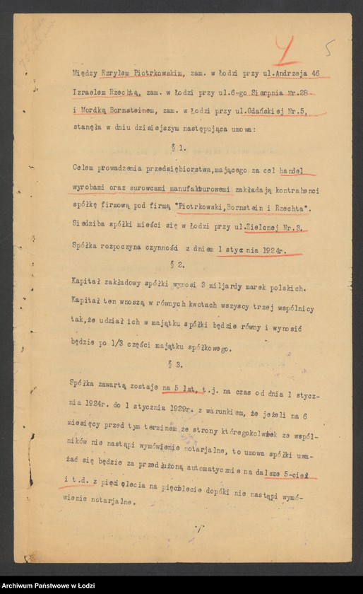 Obraz 7 z jednostki "Piotrkowski, Bornstein i Rzechta – handel surowcami manufakturowymi"