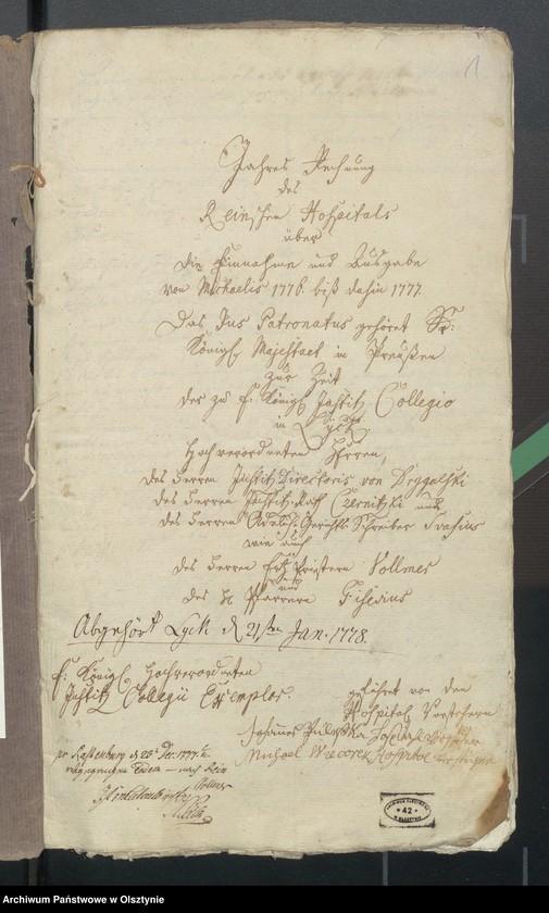 image.from.unit.number "Jahres Rechnung der Rheinschen Hospitals über Einnahme und Ausgabe"