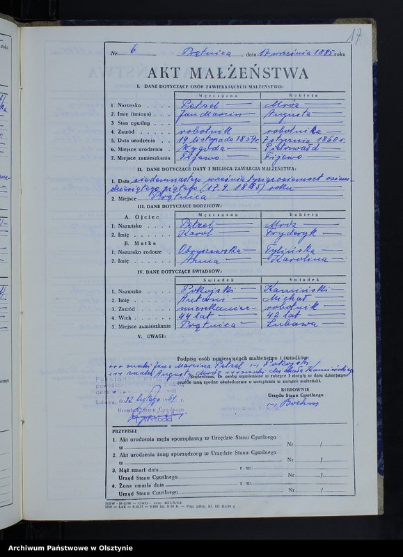 image.from.unit.number "Ksiega małżeństw Nr 1 - 11,1 - 14,1 - 14,1 - 6,1 - 14 i 1 - 6 /przepisana w języju polskim z oryginału niemieckiego w dniach 11.02.-16.02.1961/"