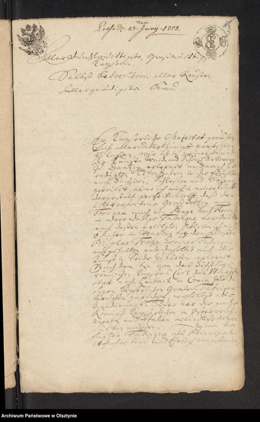 image.from.unit.number "In S. [Sachen] des Kunst=Waid und Schön=Färbers Johann Michael Zerwendt in pto: Emigrantionis"