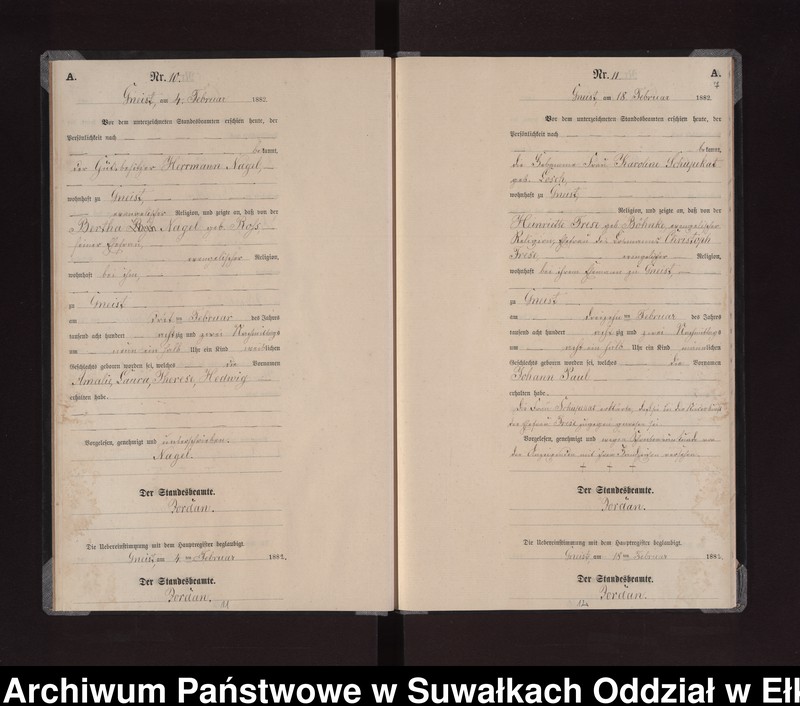 image.from.unit.number "Geburts-Neben-Register des Königlich Preussischen Standes-Amtes Gneist Kreis Loetzen"