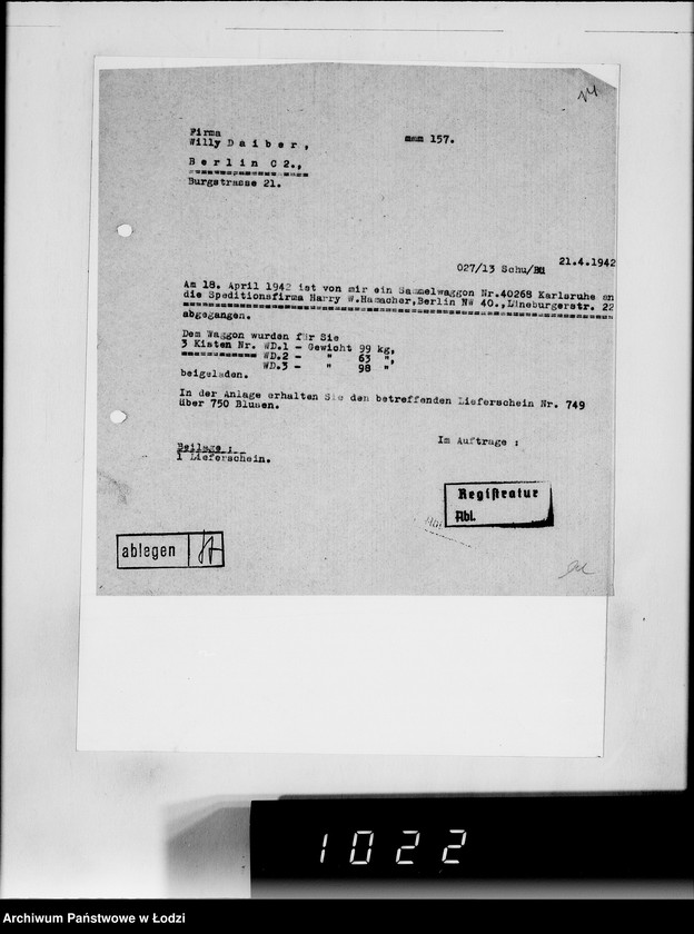 Obraz 18 z jednostki "[Korespondencja z urzędami, instytucjami i firmami] Lit.Da-De."