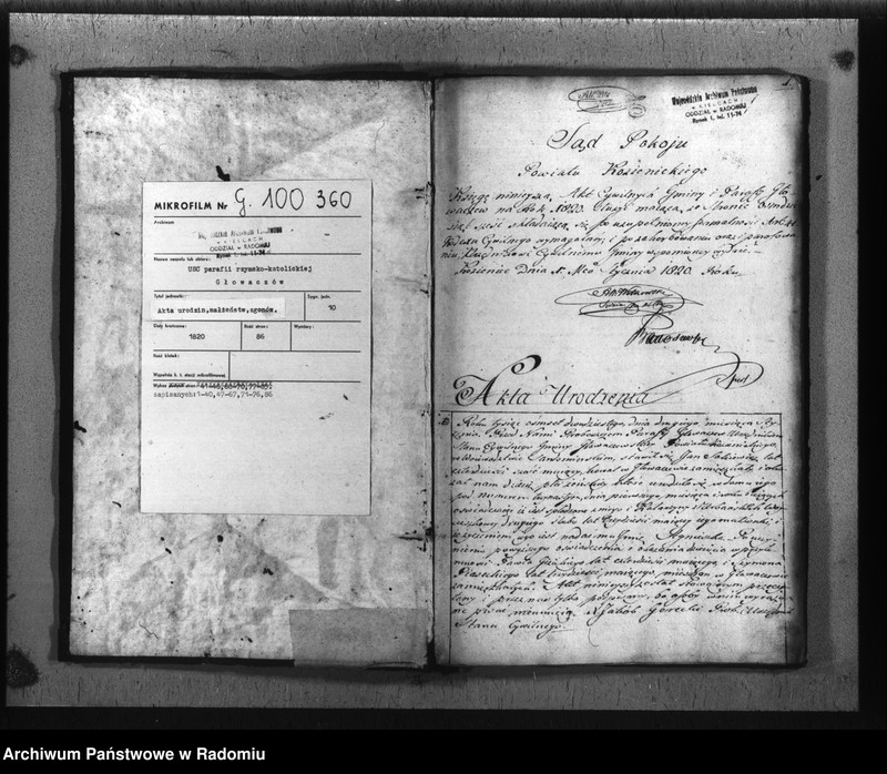 image.from.unit.number "Księga akt cywilnych gminy Głowaczew na rok 1820"