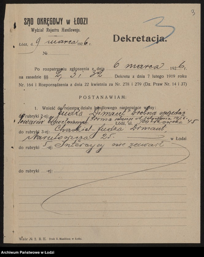 image.from.unit.number "Judka Dimant – drobna sprzedaż towarów bawełnianych"