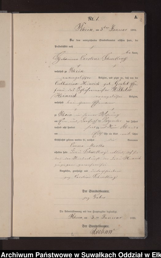 image.from.unit.number "Geburts-Neben-Register des Preussischen Standes-Amtes Rhein Kreis Loetzen"
