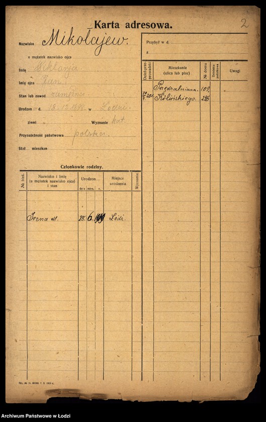 Obraz 4 z jednostki "[Spis ludności Łodzi] Mikołajew - Milchteich"