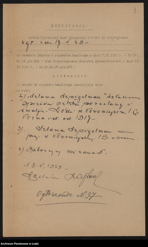 Obraz 5 z jednostki "Szlama Szpigielman – detaliczna sprzedaż szkła, porcelany i emalii"