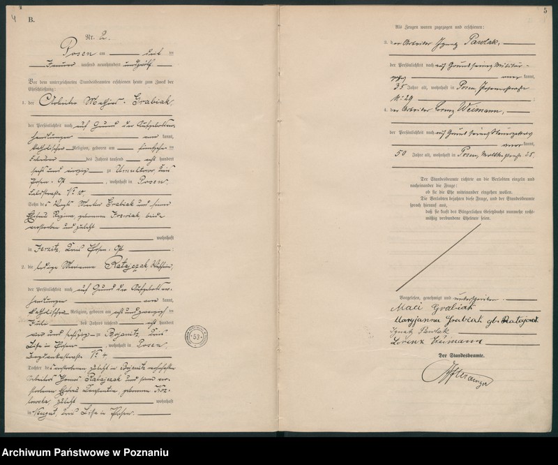 Obraz 4 z jednostki "Księga miejscowa małżeństw tom I [Rejestr główny małżeństw]"