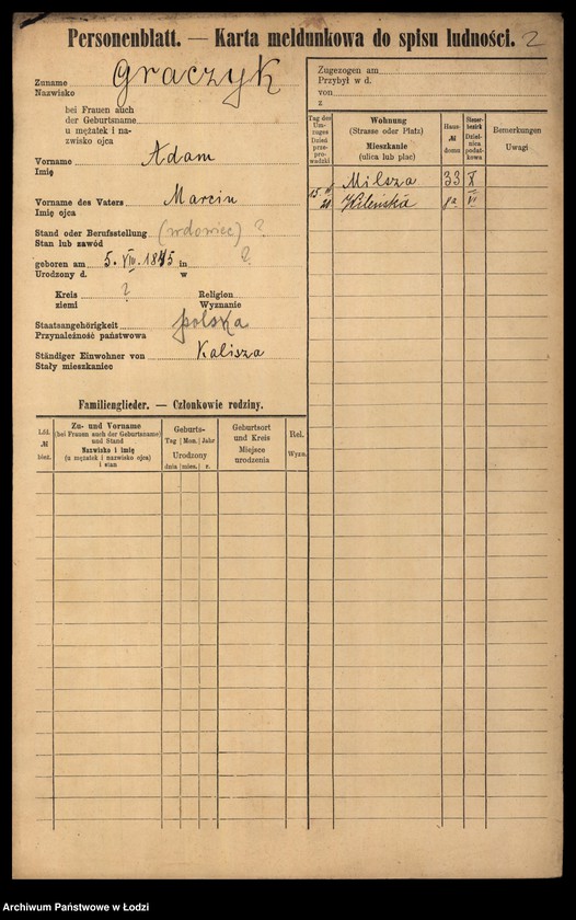 Obraz 4 z jednostki "[Spis ludności Łodzi] Graczyk - Grajlich"