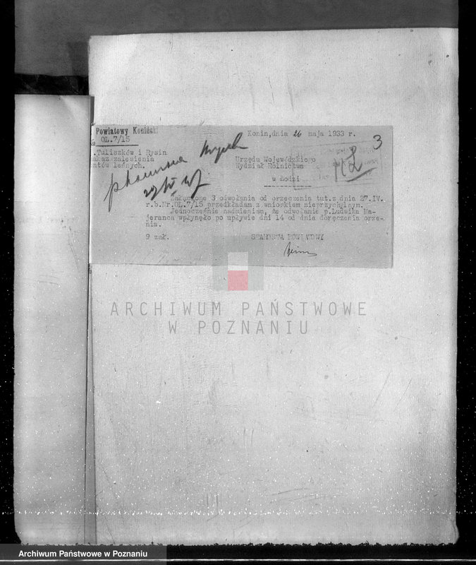 Obraz 7 z jednostki "Sprawa wydzielenia gruntów leśnych z majątku Rysin powiat koniński"