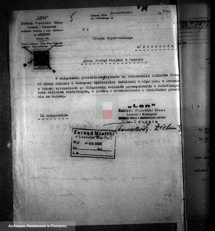 Obraz 9 z jednostki "Zatwierdzenie zakładu przemysłowego Firmy "Len" w Lesznie"