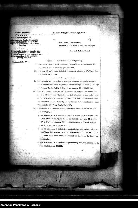 Obraz 5 z jednostki "Projekt parcelacyjny majątku Sieroszewice i Rosoczyce powiatu ostrowskiego"