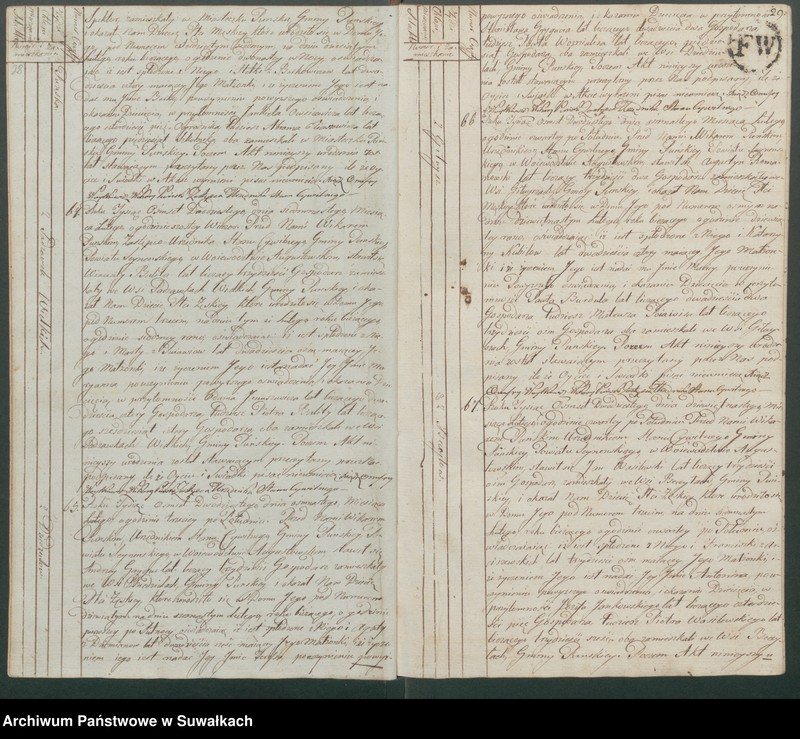 image.from.unit.number "Akta urodzonych gminy puńskiey od 1-go stycznia do dnia ostatniego grudnia 1820roku."