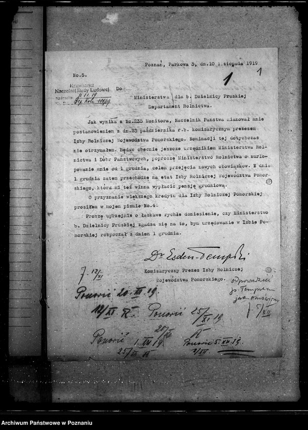 Obraz 5 z jednostki "Sprawy szczegółowo-administracyjne Pomorska Izba Rolnicza"