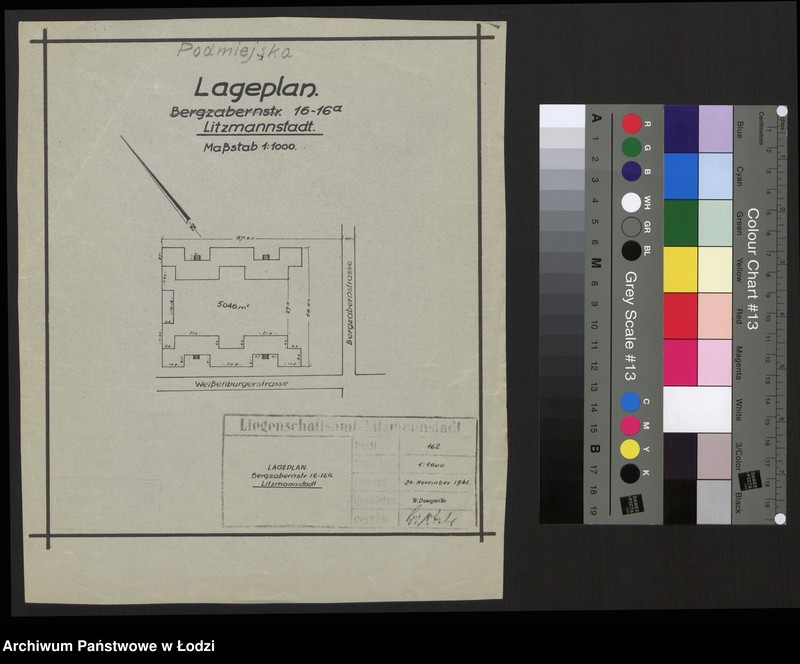 Obraz 1 z jednostki "Lageplan Bergzabernstraße Nr 16-16a Litzmannstadt"