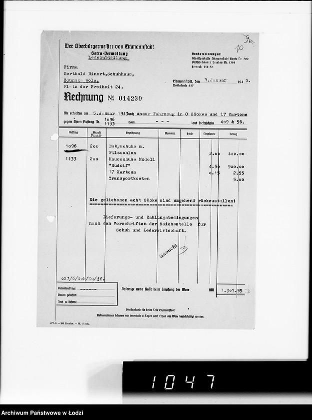 Obraz 14 z jednostki "Auftrag Nr 1096 100.000 Paar Baby-Hausschuhe"