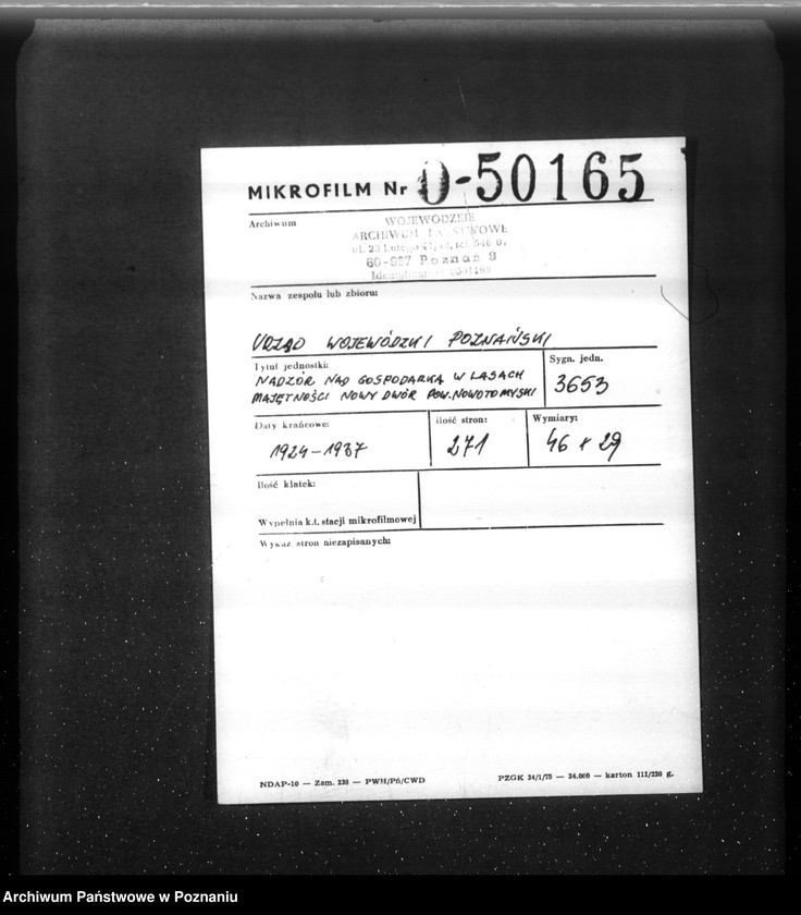 Obraz 2 z jednostki "Nadzór nad gospodarką w lasach majętności Nowy Dwór w powiecie nowotomyskim"