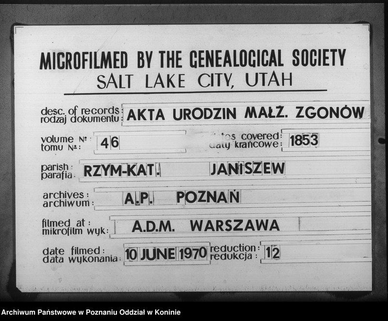 Obraz 1 z jednostki "Księga urodzeń, małżeństw i zmarłych"